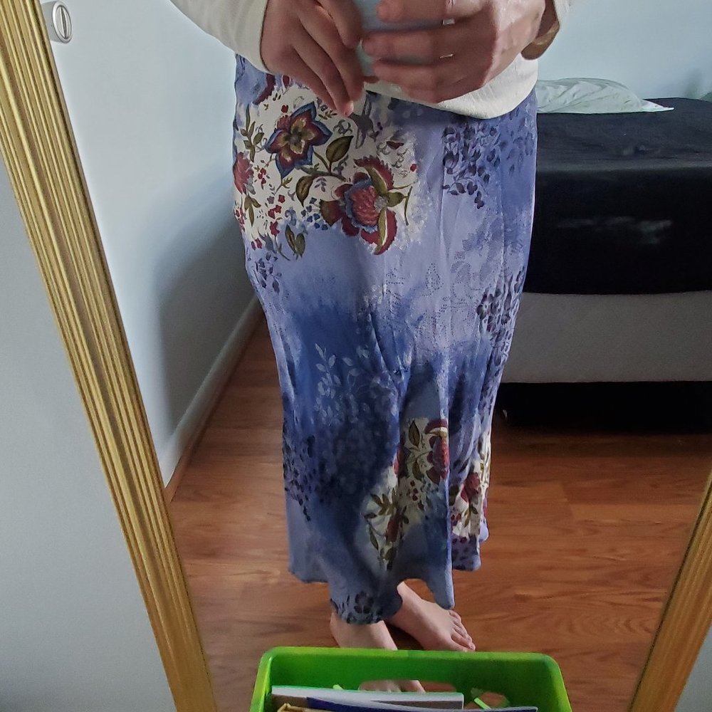 Vintage blue floral maxi skirt